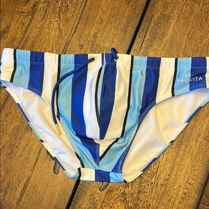 Men's Blue Striped Swim Trunks